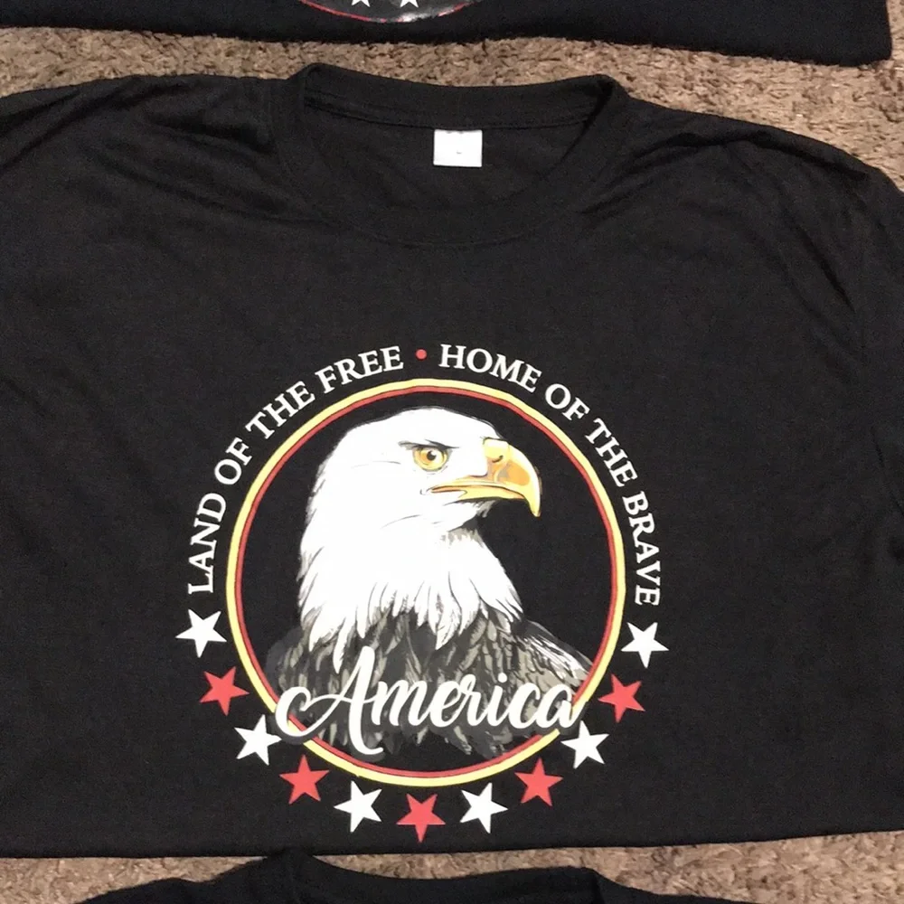 3 America 🇺🇸 black tee shirts all 3 are (Sz. Large) $25 now $17 for all three - Picture 3 of 7